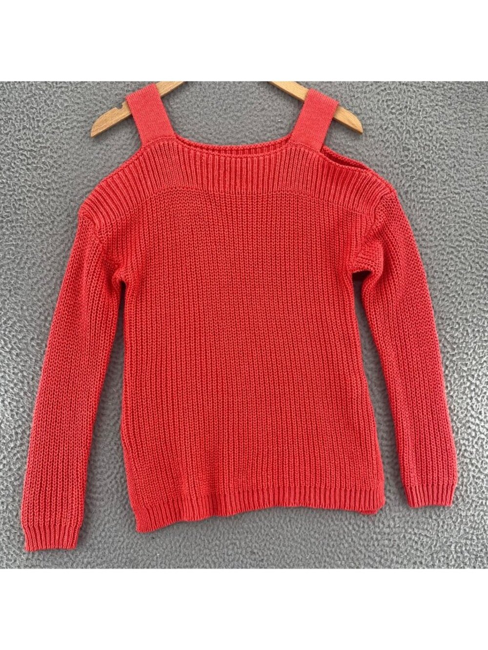 Soft Surroundings Sweater Womens XS Free Day Orange Cotton Linen Cold Shoulder